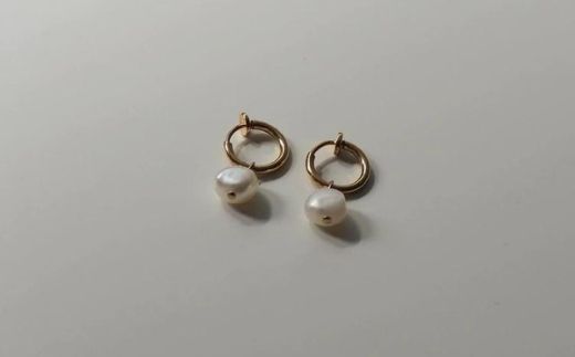【LENERAオリジナルイヤリング】pearl hoop earring 【079004】